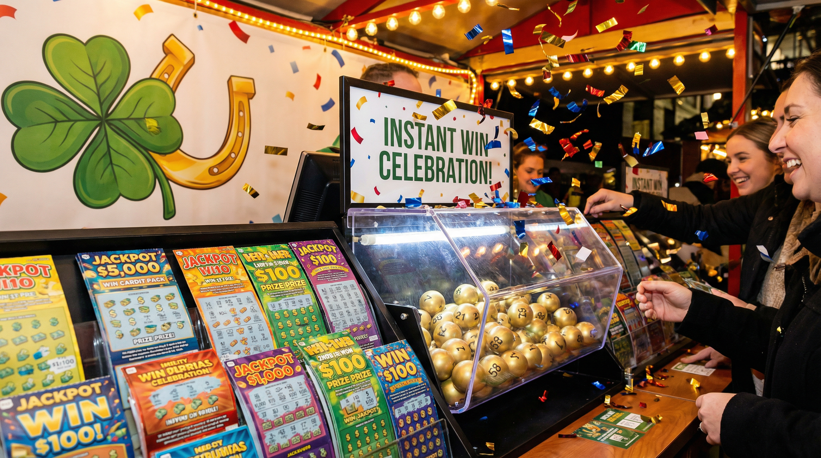 老虎机游戏彩票游戏界面，展示彩票号码和奖池